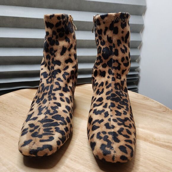 Soda Adena Leopard Print Boots – Women’s 6.5 – Zip-Up Heeled Booties - Picture 8 of 9